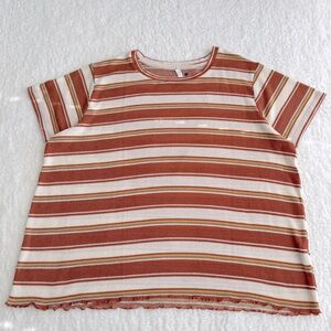 French Twist NWOT Women's Striped Shirt in Orange and Cream, 1X